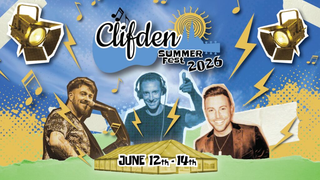 Clifden Summer Fest 2026 poster featuring Nathan Carter, Mark McCabe and Geroid McCarthy